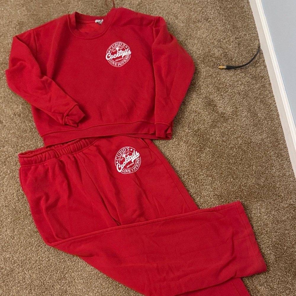 Red Cozy Sweatshirt and Pants Set